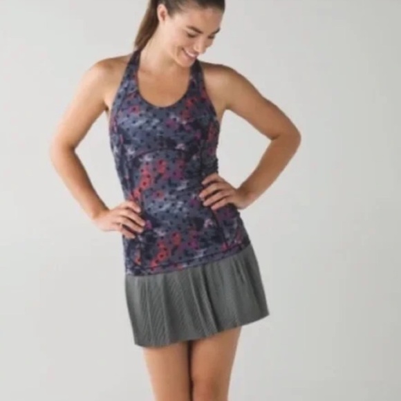 Lululemon kanto catch me tank top pink purple polka dot cross back fitted size 6 - Picture 1 of 11